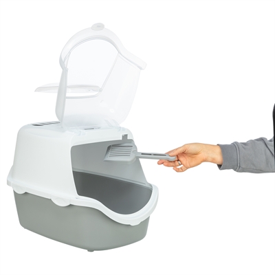 TRIXIE KATTENBAK VICO OPEN TOP MET KAP LICHTGRIJS / WIT
