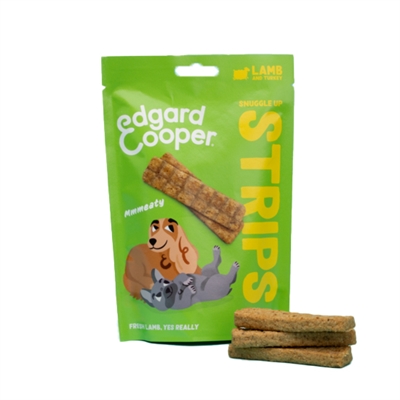 EDGARD & COOPER Adult Strips Hondensnack Lam/Kalkoen - Verse kalkoen 58% en lam 12% - Graanvrij - 75 g
