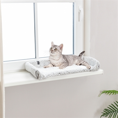 TRIXIE Ligmat Calida Warmtereflecterend, zacht schapenvachtgevoel en slipvast - Wit/Grijs - 60x25 cm