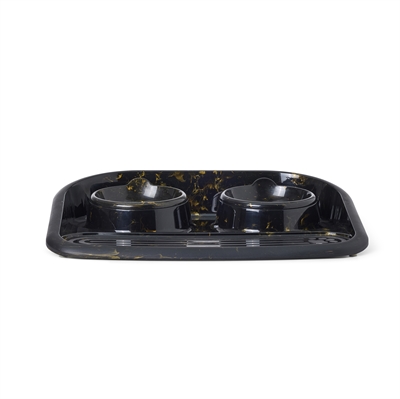 SAVIC BUTLER VOERBAK EN DRINKBAK MET PLATEAU MARBLE ZWART / GOUD