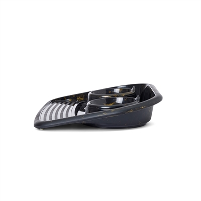 SAVIC BUTLER VOERBAK EN DRINKBAK MET PLATEAU MARBLE ZWART / GOUD