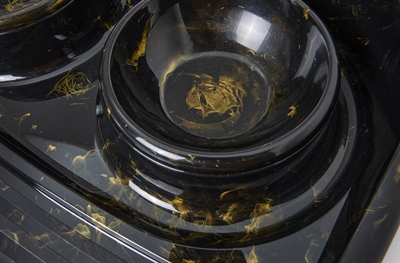 SAVIC BUTLER VOERBAK EN DRINKBAK MET PLATEAU MARBLE ZWART / GOUD