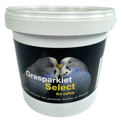 HARECO Grasparkietvoer GRASPARKIET SELECT MET PELLETS - meer dan 30 zaden, bloemen & appel, bevat pellets voor complete voeding - 1,8 kg
