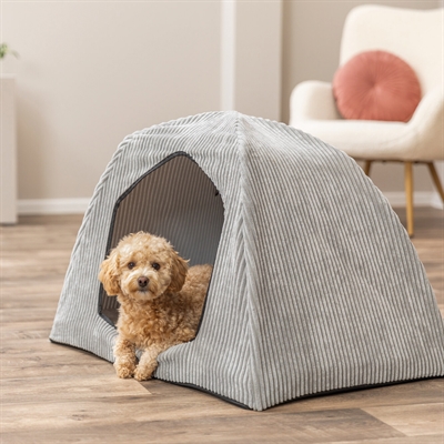 TRIXIE Hundebett Zelt Jonna Vital orthopädisch visco-elastischer Memory Foam, zeltförmig, abnehmbarer Bezug - Hellgrau - 75×55×55 cm