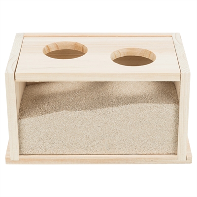 TRIXIE Zandbak Hamster/Gerbil - plexiglas venster, 2 ingangen, bevordert vacht- & nagelverzorging - Onbehandeld hout - 28x15