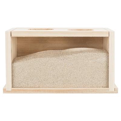 TRIXIE Zandbak Hamster/Gerbil - plexiglas venster, 2 ingangen, bevordert vacht- & nagelverzorging - Onbehandeld hout - 28x15