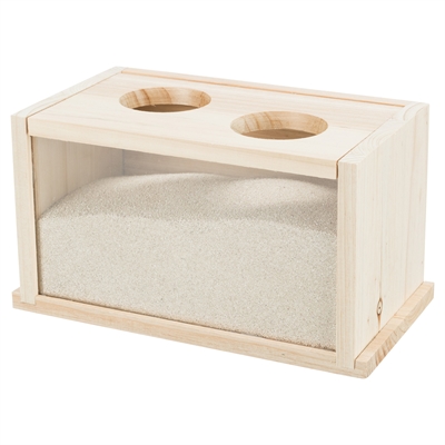 TRIXIE Zandbak Hamster/Gerbil - plexiglas venster, 2 ingangen, bevordert vacht- & nagelverzorging - Onbehandeld hout - 28x15