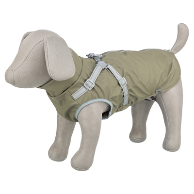 TRIXIE REGENJAS HOND PONTIS RAIN MET TUIG OLIJFGROEN