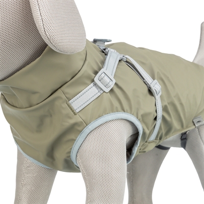 TRIXIE REGENJAS HOND PONTIS RAIN MET TUIG OLIJFGROEN