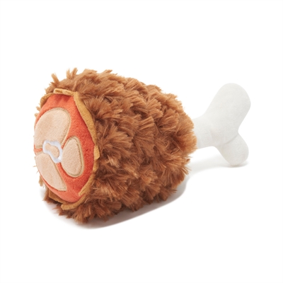 BARK Plüsch Truthahnschenkel Tavern Turkey Leg – Versteckter quietschender Spiky-Ball, langhaarig & weich gefüllt – Braun – 20x12x12 cm