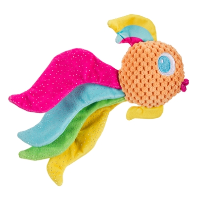 BARK Plüsch-Hundespielzeug Ahi Tina Regenbogenfisch Mix Materialien, Quietscher & Schüttelflossen - Regenbogen - 26x18x6