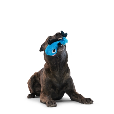 BARK Plüsch-Hundespielzeug Catfish Claude Hide & Seek - Verstecktes Leckerli-Fach, Quietscher & Knistermaterial - Blau - 21,5x24x11 cm
