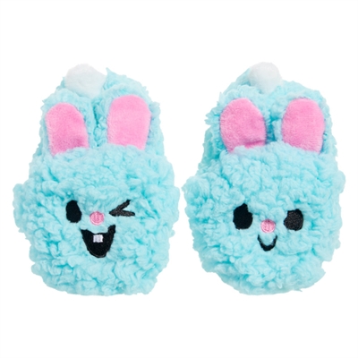 BARK Plüsch-Hasenpantoffeln Yippy & Skippy Slippies, doppelter Quietscher, weicher Plüsch & Knisterfolie – Blau – 23x19x4 cm / bis 10 kg