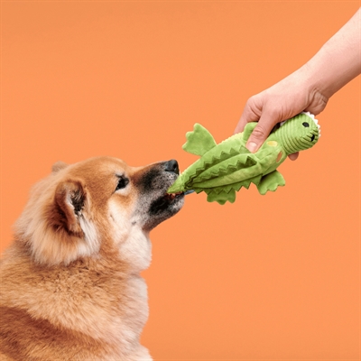BARK Karri Krokodil pluche hondenspeelgoed piepend 32x15x6 cm