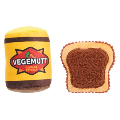 BARK Vegemutt Toast & Spread pluche hondenspeelgoed pluche piepend 22x17,5x8 cm