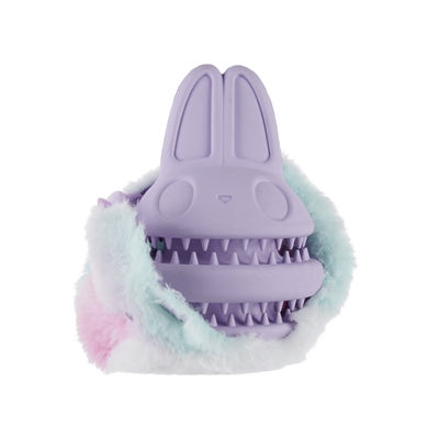 BARK Pluche hondenspeelgoed Hippie Hopper Konijn - Smeerbare traktatiegroeven, stevige rubberkern, wacky wobble - Blauw/Paars - 24x15x10 cm