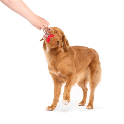BARK A Squeaky Meat-A-Ball pluche hondenspeelgoed pluche/rubber/nylon piepend 25,5x15x9 cm