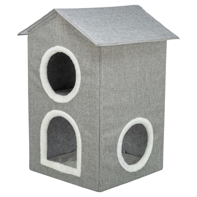 TRIXIE KATTENMAND / KATTENHUIS NORA SOFT 2 VERDRIEPINGEN LICHTGRIJS