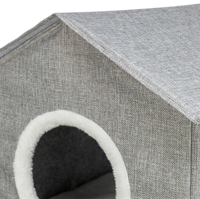 TRIXIE KATTENMAND / KATTENHUIS NORA SOFT 2 VERDRIEPINGEN LICHTGRIJS