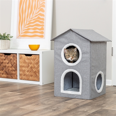 TRIXIE KATTENMAND / KATTENHUIS NORA SOFT 2 VERDRIEPINGEN LICHTGRIJS