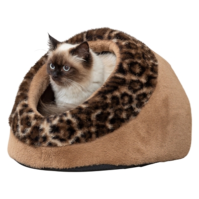 TRIXIE KATTENMAND IGLO LEO  SOFT PLUCHE BRUIN / PANTERPRINT