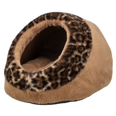 TRIXIE KATTENMAND IGLO LEO  SOFT PLUCHE BRUIN / PANTERPRINT