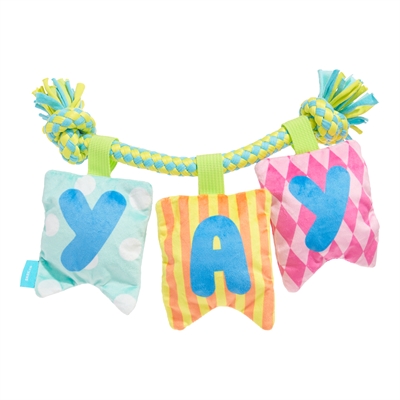 BARK Happy Yay Banner Birthday pluche hondenspeelgoed pluche piepend 36x25x6 cm
