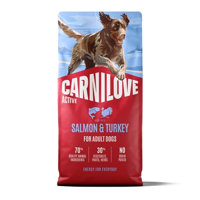 Carnilove Active Adult All Breeds Adult Zalm & Kalkoen hondenvoer droog 12 kg