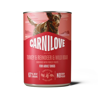 CARNILOVE Adult stukjes in bouillon hert & rendier hondenvoer nat 6x400 g