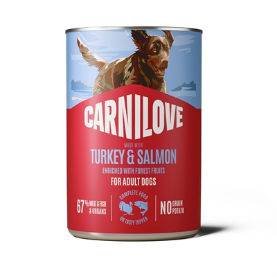 CARNILOVE Can Salmon/Turkey Adult zachte structuur kalkoen & zalm hondenvoer nat 6x400 g