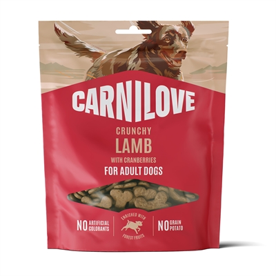 CARNILOVE Crunchy Snack Lamb/Cranberries 50% lam - Graanvrij, zonder toegevoegde suikers - 200 g