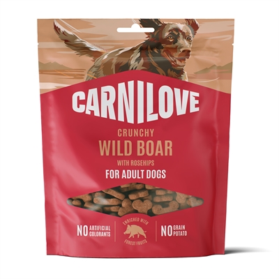 CARNILOVE Hondensnack Crunchy Snack Wild Boar/Rosehips - Wild zwijn 50% & rozenbottel, graanvrij en krokant - 200 g