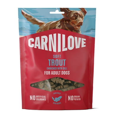 CARNILOVE Hondensnack SOFT SNACK TROUT/DILL Forel & dille, graanvrij, zacht - Naturel - 200 g