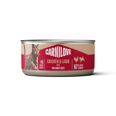 Carnilove Can Chicken/Lamb Adult pâté kip lam kattenvoer nat 12x100 g