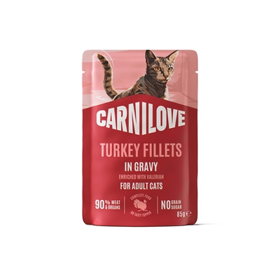 Carnilove Pouch Turkey / Valerian Adult stukjes in saus kalkoen kattenvoer nat 24x85 g