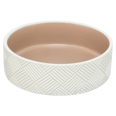 TRIXIE VOERBAK / DRINKBAK PATROON KERAMIEK WIT / BEIGE