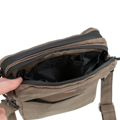 TRIXIE Snackzak Ribfluweellook Verstelbare heupriem, 2 ritsvakken & uitneembare wasbare binnenvoering - Bruin - 16x21 cm