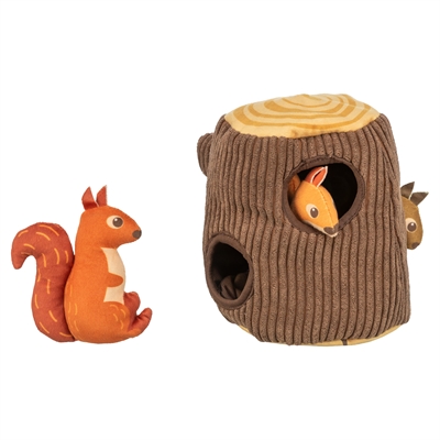 TRIXIE Boomstronk met eekhoorn pluche hondenspeelgoed polyester met geluid 16 cm