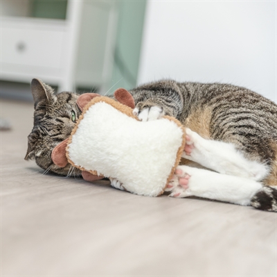 TRIXIE Kattenspeeltje Toast XXL Pluche - Amerikaanse catnip en ritselend, voor grote katten - 18 cm
