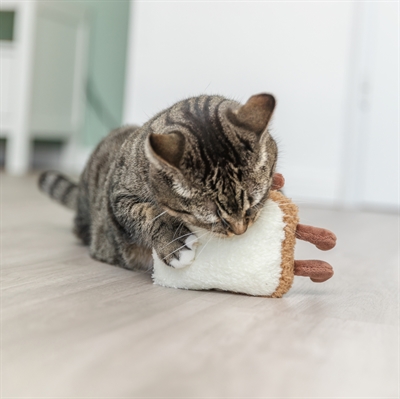 TRIXIE Kattenspeeltje Toast XXL Pluche - Amerikaanse catnip en ritselend, voor grote katten - 18 cm