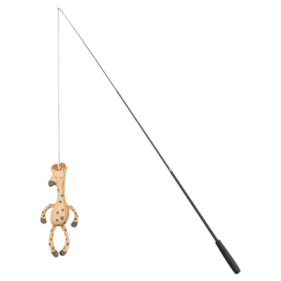 TRIXIE Spielangel teleskopisch Giraffe, Glasfaserstange, EVA-Griff, für große Katzen, 106 cm