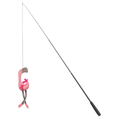 TRIXIE Teleskop-Spielangel Flamingo für große Katzen - Glasfaser, EVA-Griff