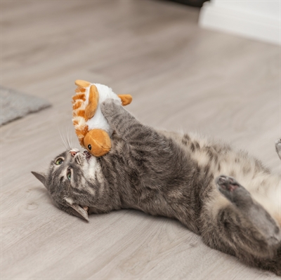 TRIXIE Strampel-Schildkröte Katzenspielzeug Plüsch - strampelt bei Berührung, aufladbar (USB-C), stoppt nach 15 s - Grün - 14 cm