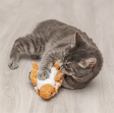 TRIXIE Strampel-Schildkröte Katzenspielzeug Plüsch - strampelt bei Berührung, aufladbar (USB-C), stoppt nach 15 s - Grün - 14 cm