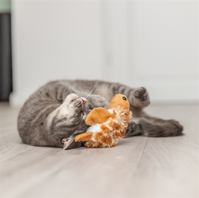 TRIXIE Strampel-Schildkröte Katzenspielzeug Plüsch - strampelt bei Berührung, aufladbar (USB-C), stoppt nach 15 s - Grün - 14 cm