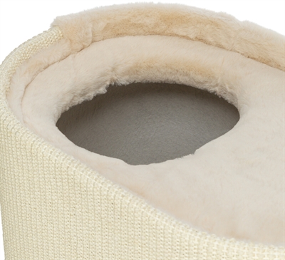 TRIXIE Katzenturm Arina - 2 Ebenen, gepolsterter Plüsch, große Sisal-Kratzfläche - Crème - 48x35x65 cm