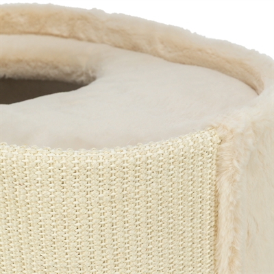 TRIXIE Katzenturm Arina - 2 Ebenen, gepolsterter Plüsch, große Sisal-Kratzfläche - Crème - 48x35x65 cm
