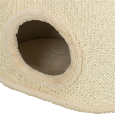 TRIXIE Katzenturm Arina - 2 Ebenen, gepolsterter Plüsch, große Sisal-Kratzfläche - Crème - 48x35x65 cm