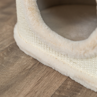 TRIXIE Katzenturm Arina - 2 Ebenen, gepolsterter Plüsch, große Sisal-Kratzfläche - Crème - 48x35x65 cm