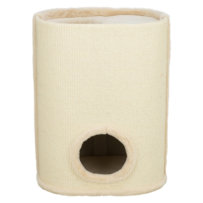 TRIXIE Katzenturm Arina - 2 Ebenen, gepolsterter Plüsch, große Sisal-Kratzfläche - Crème - 48x35x65 cm